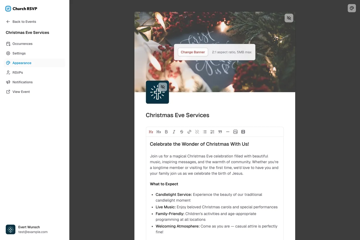 Beautiful, branded event pages