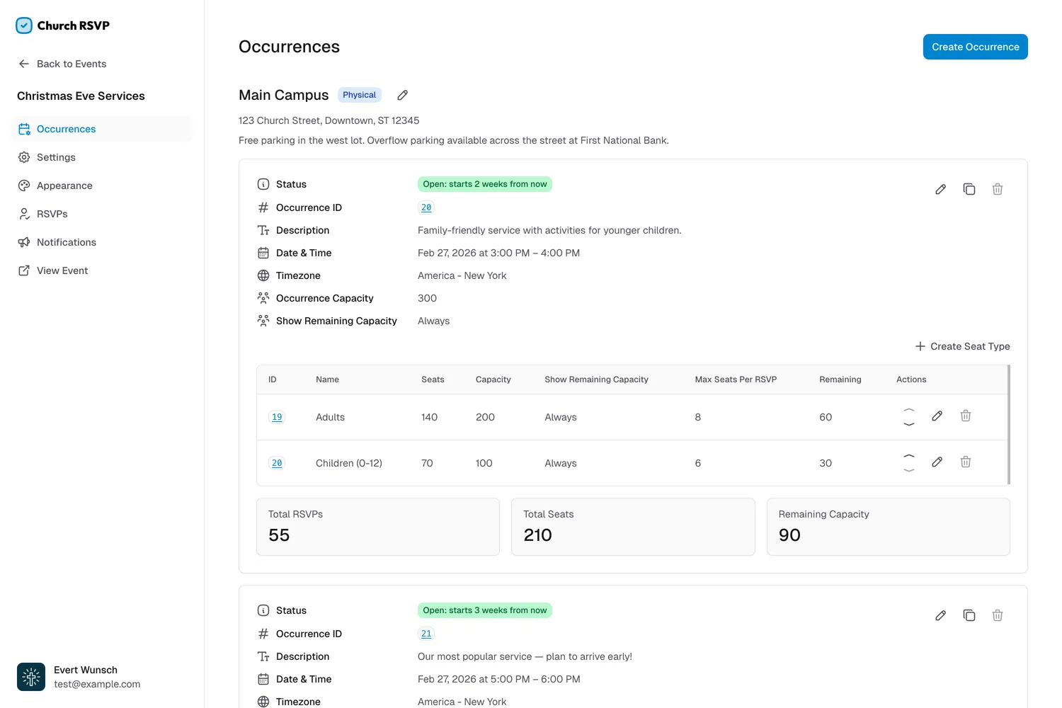 Multiple service times, one view