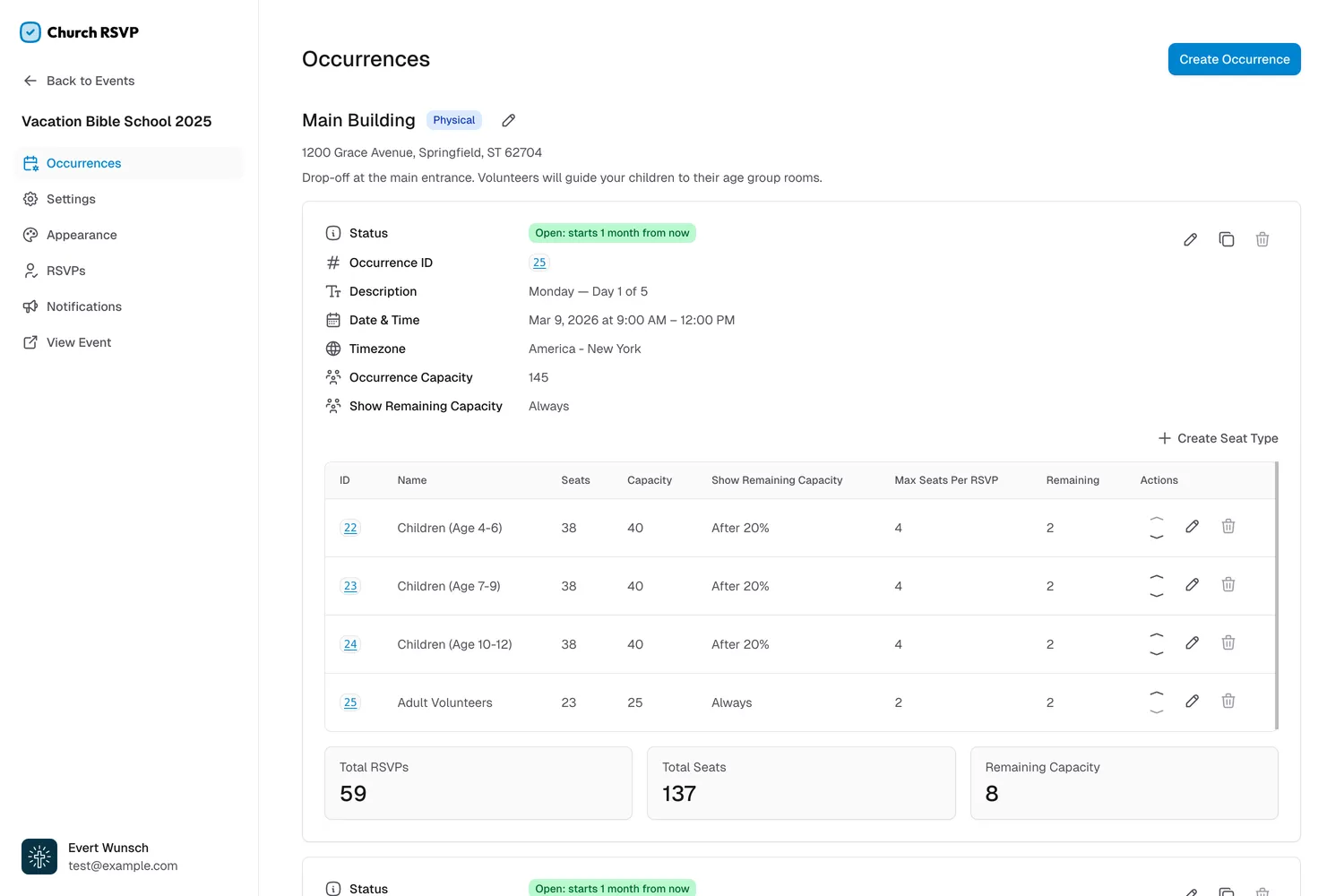 Real-time capacity tracking