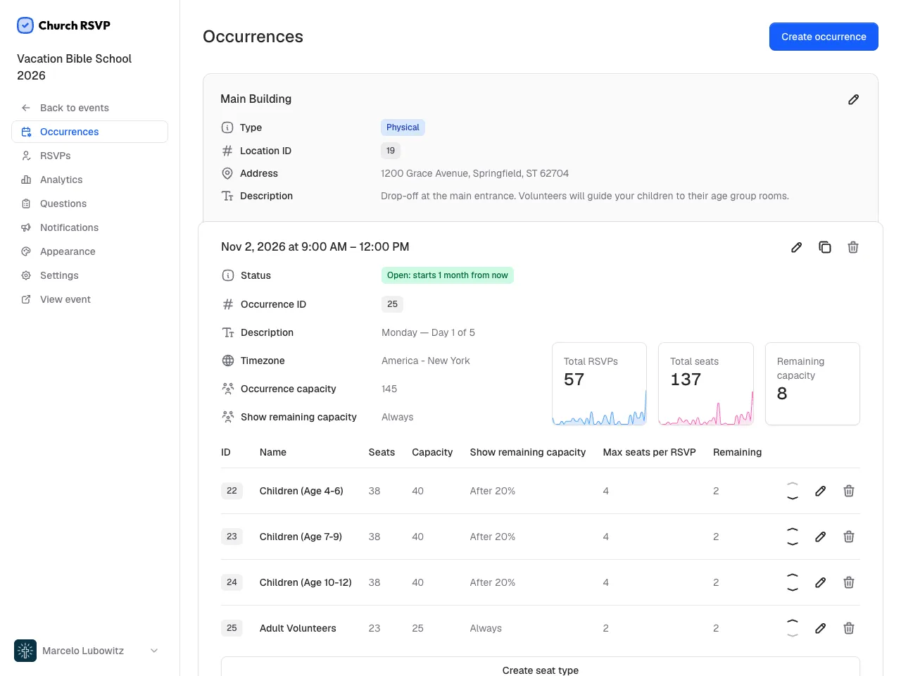 Real-time capacity tracking